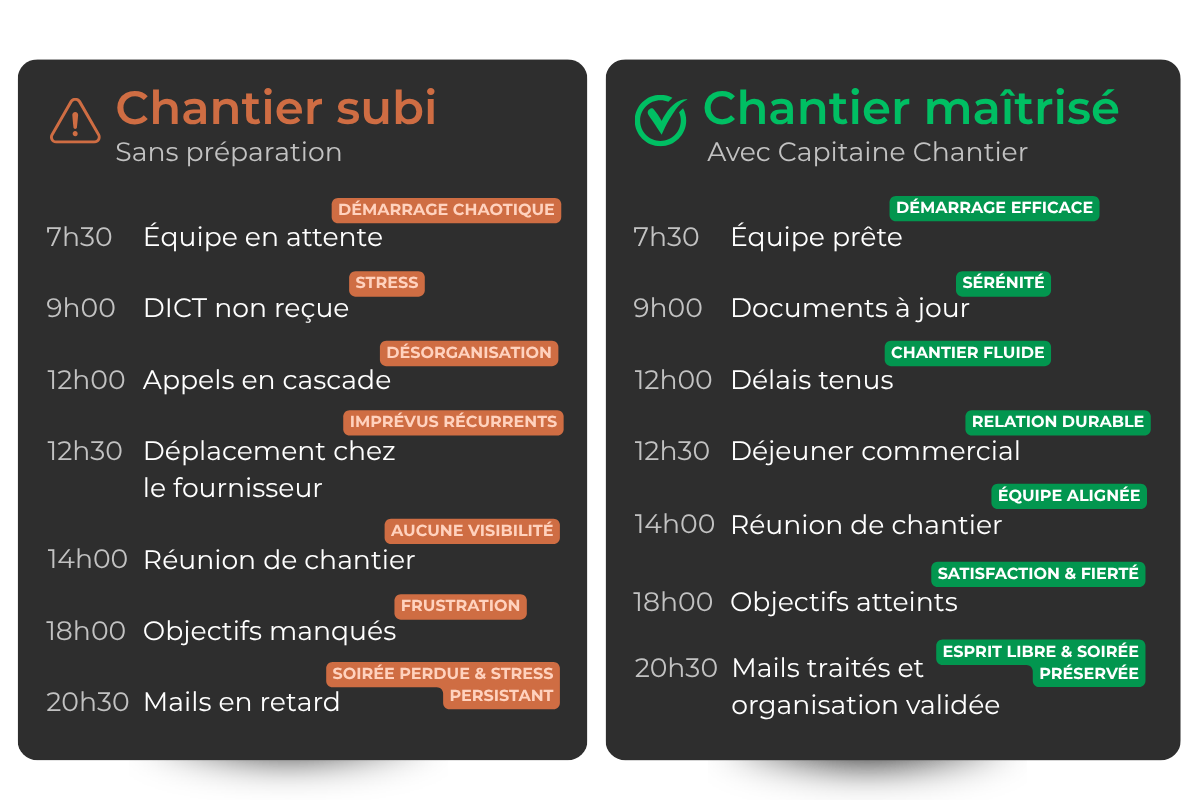 preparation suivi chantier btp avant apres capitainechantier aide